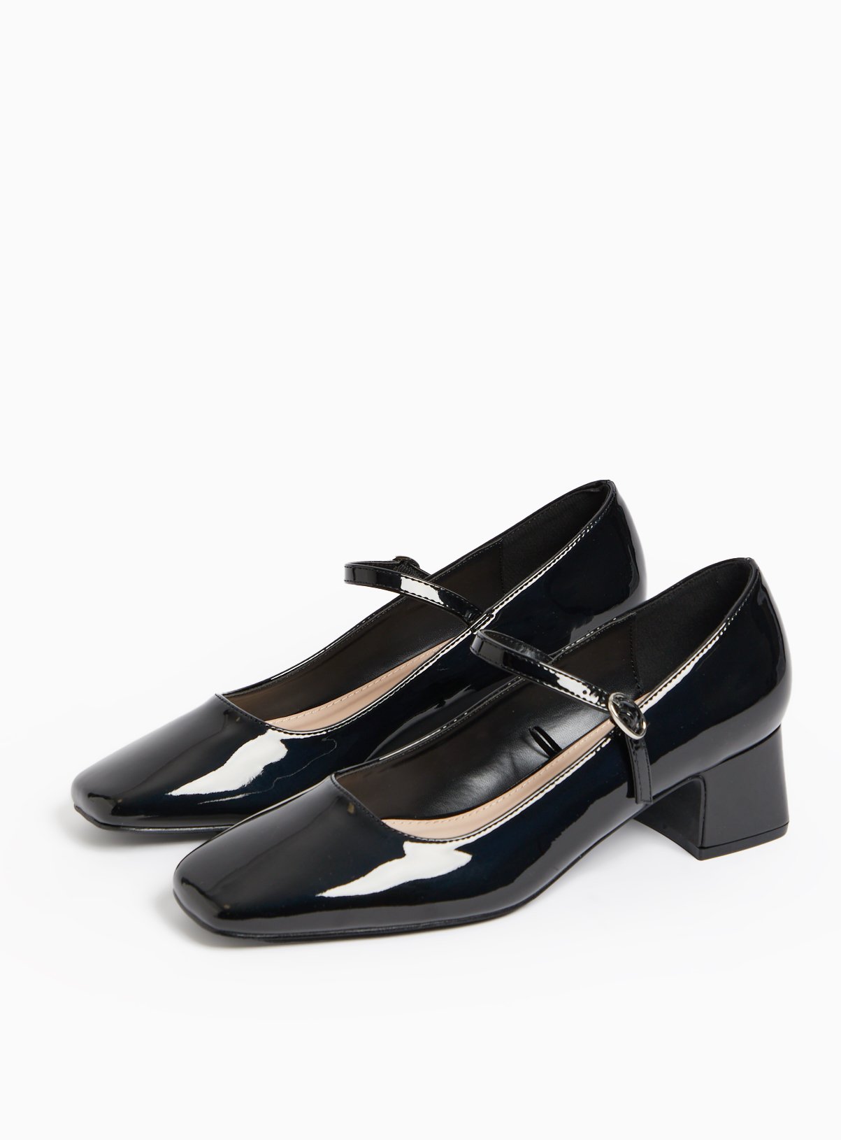 Black Patent Heeled Mary Jane Shoes  