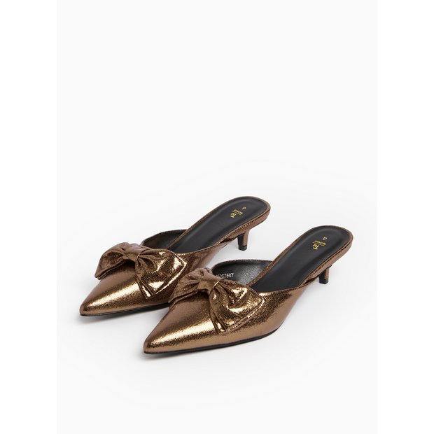 Buy Bronze Metallic Kitten Heel Mule 3 Shoes Tu