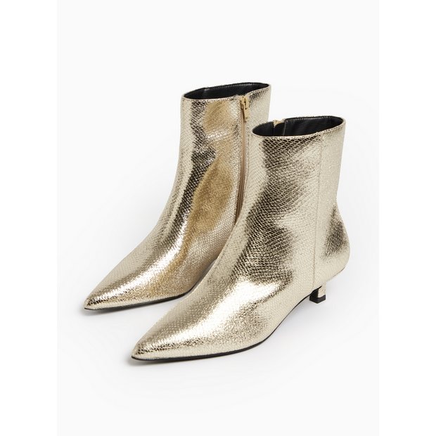 Buy Gold Metallic Kitten Heel Ankle Boots 3 Boots Tu