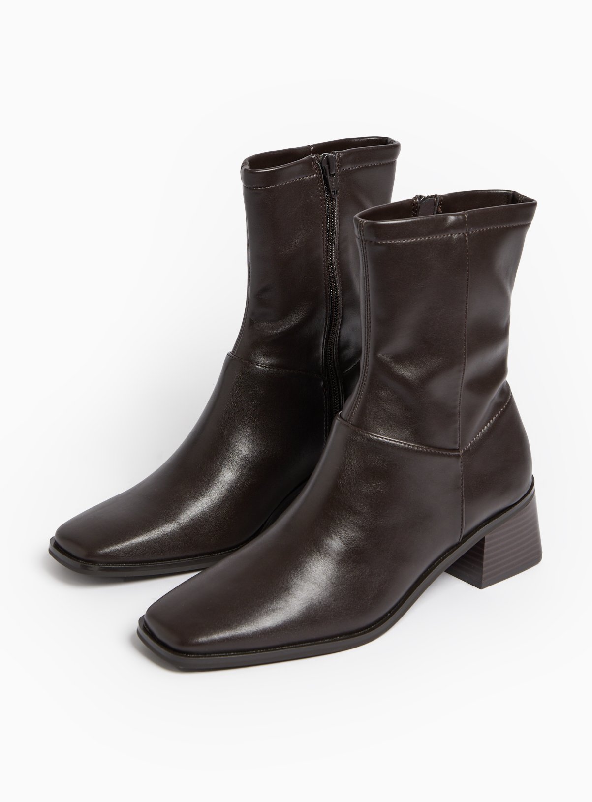 Brown Short Heel Ankle Boots 