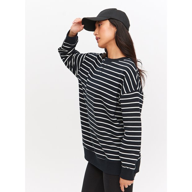 Buy Black Stripe Oversized Sweatshirt L Hoodies and sweatshirts Tu