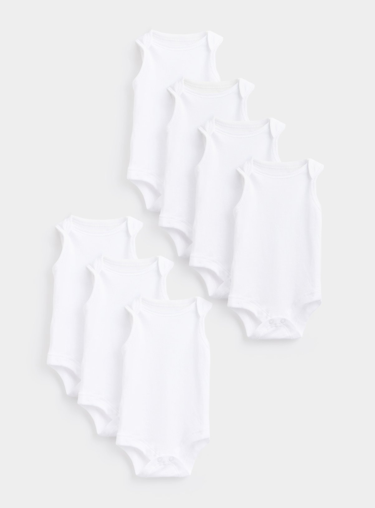 Plain White Sleeveless Bodysuits 7 Pack 