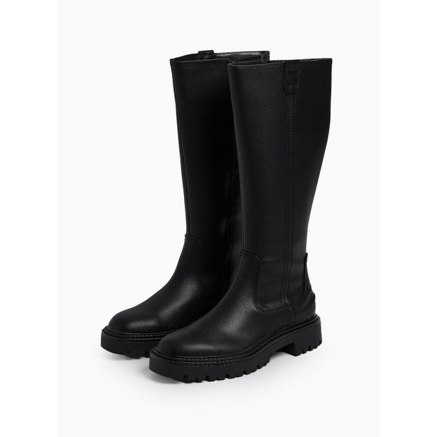 Buy Black Faux Leather Long Length Chelsea Boots 3 Boots Tu