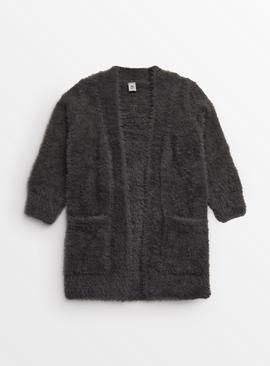 Charcoal Slouch Fluffy Cardigan  