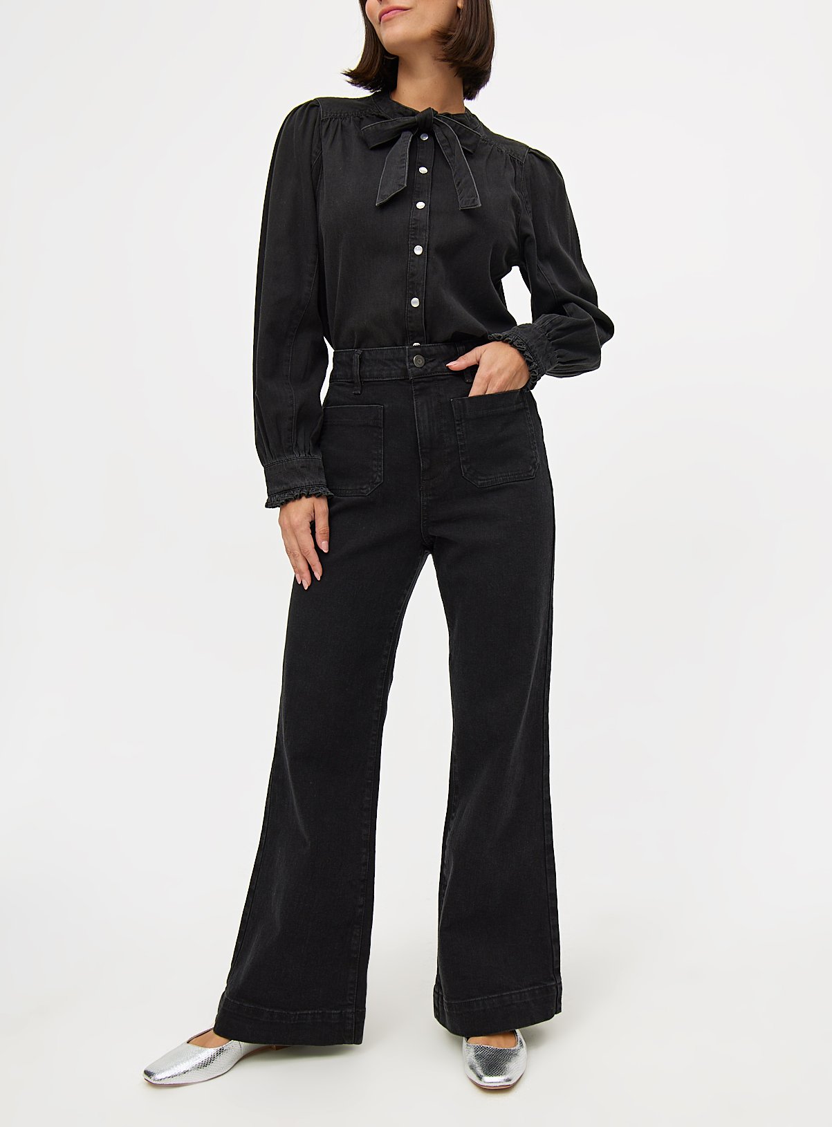 High Waisted Flared Denim Jeans