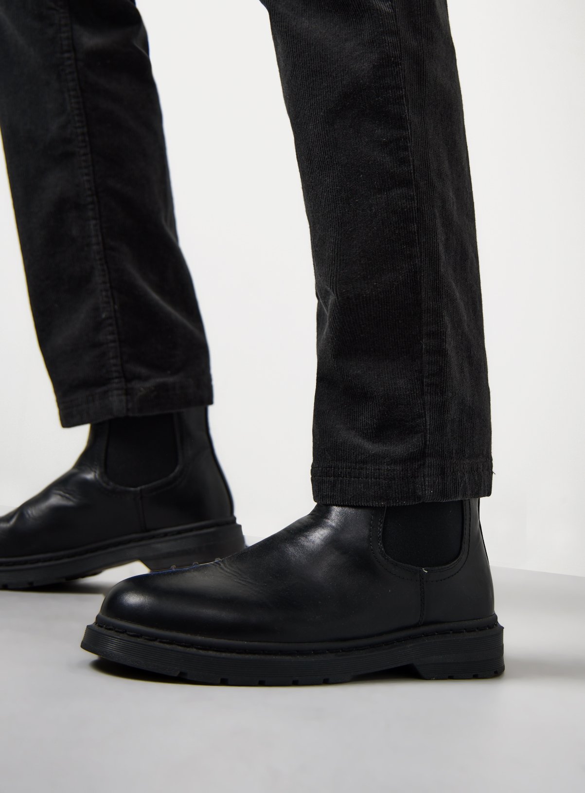 Black Faux Leather Chelsea Boots