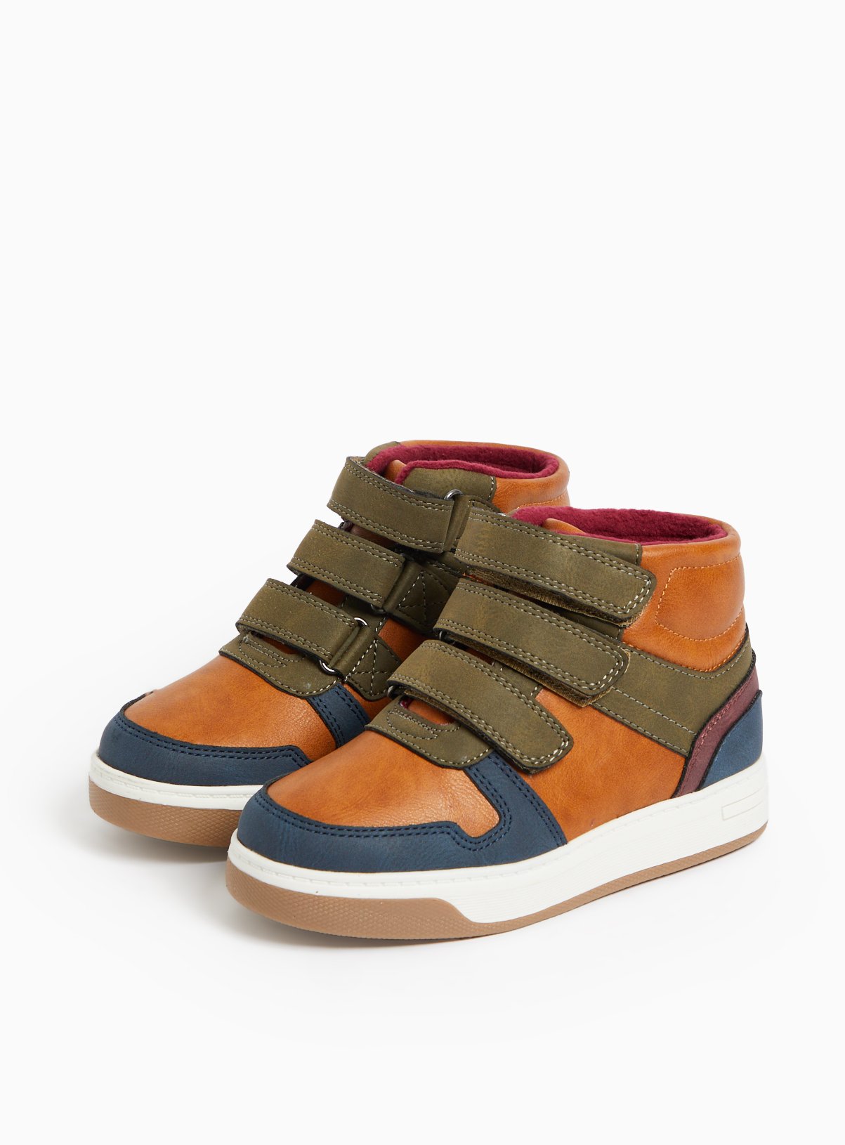 Colour Block Triple-Strap High Top Trainers 