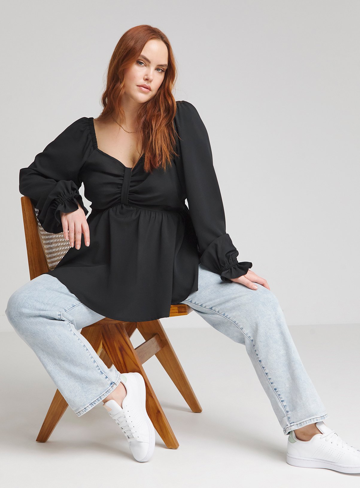 SIMPLY BE Bow Front Long Sleeve Blouse 