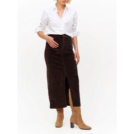 Buy Chocolate Brown Split Hem Corduory Midi Skirt 10 Skirts Tu