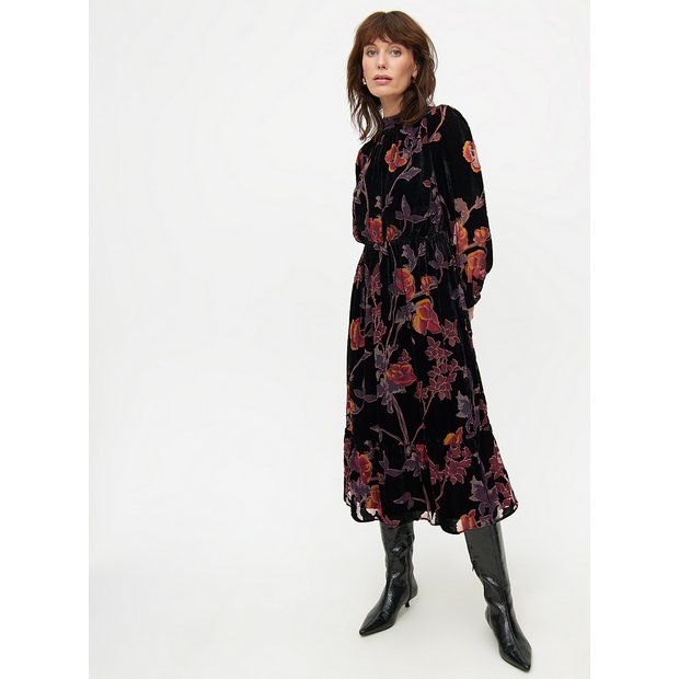 Buy Romantic Burnout Floral Print Long Sleeve Midi Dress 10 Workwear Tu