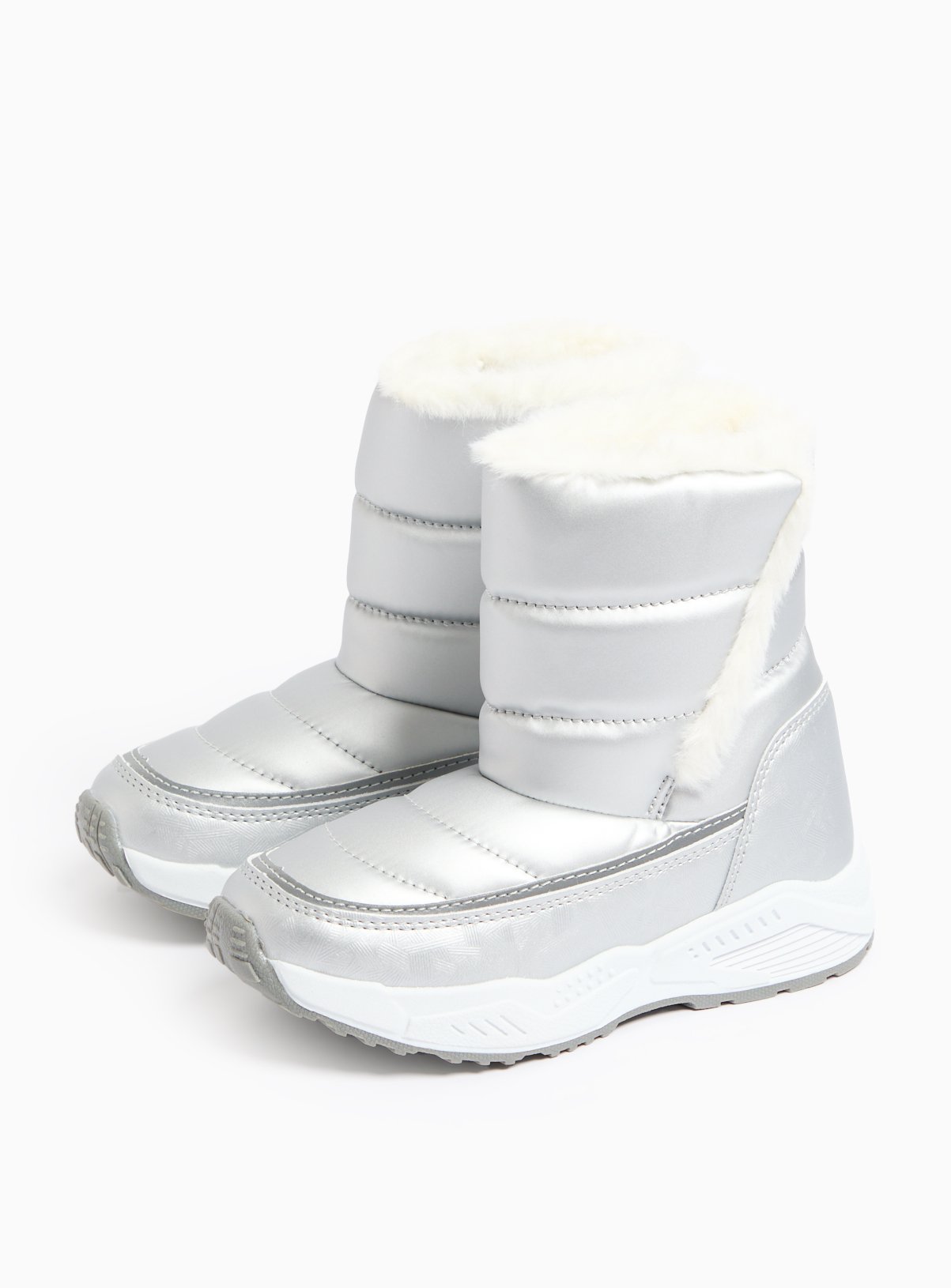 Silver Quilted Snow Boots 