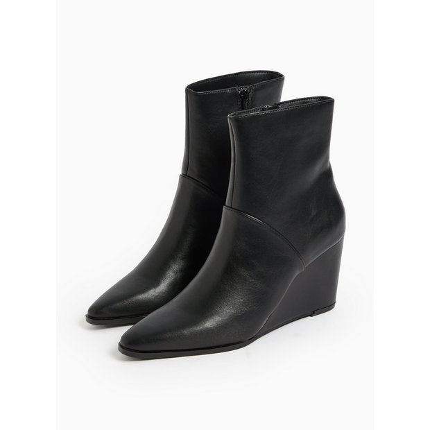 Buy Black Pointed Wedge Ankle Boots 3 Boots Tu