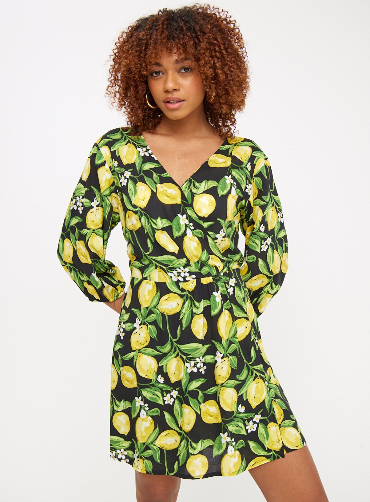 Black Lemon Print Woven Playsuit