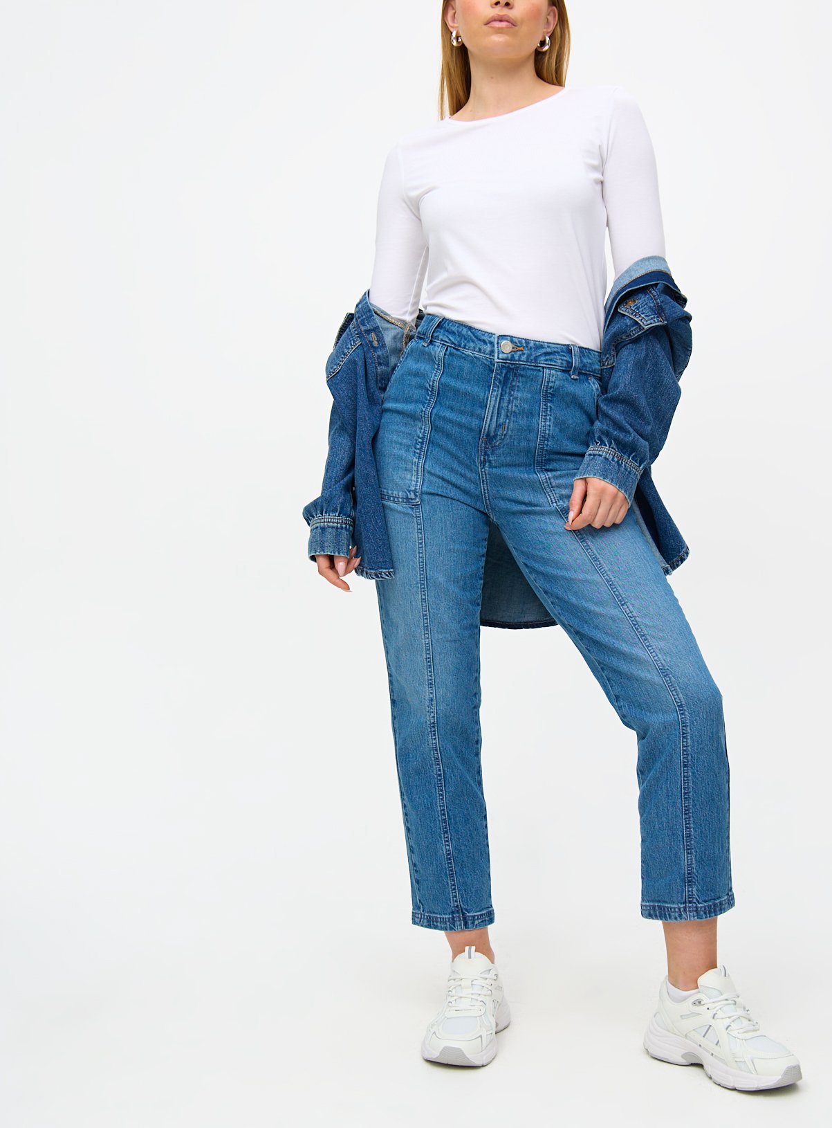 Mid Blue Carpenter Straight Leg Denim Jeans 