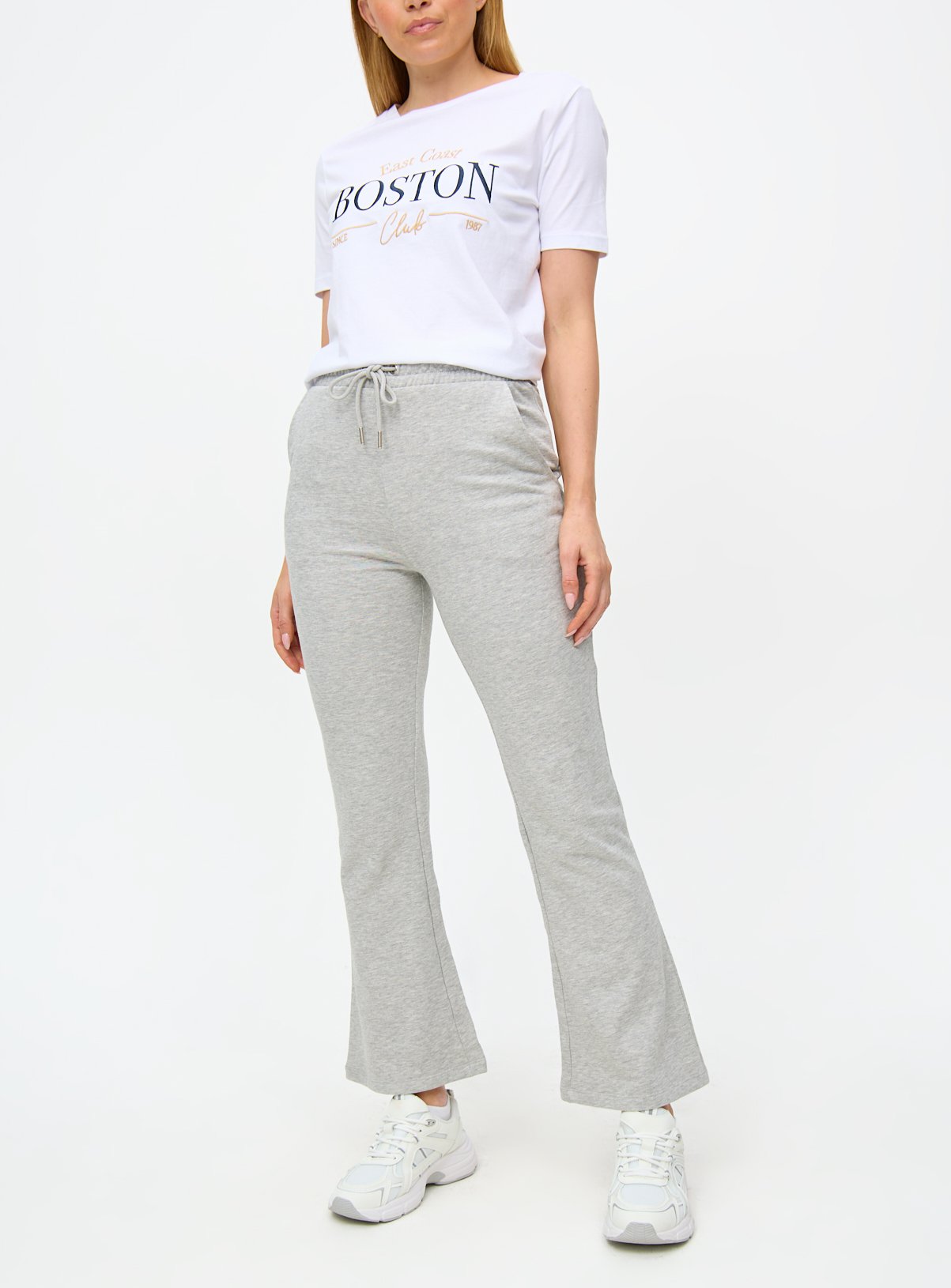 Grey Marl Coord Kick Flare Joggers 