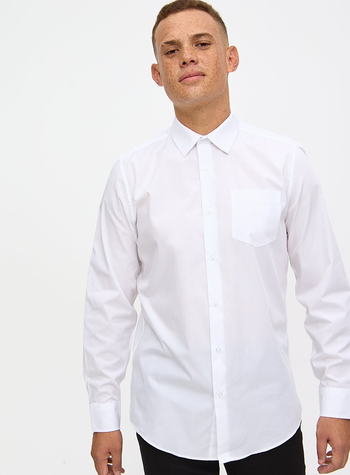 White Regular Fit Long Sleeve Shirts 5 Pack