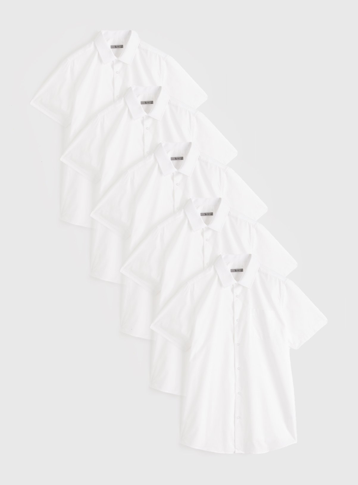 White Regular Fit Short Sleeve Shirts 5 Pack 