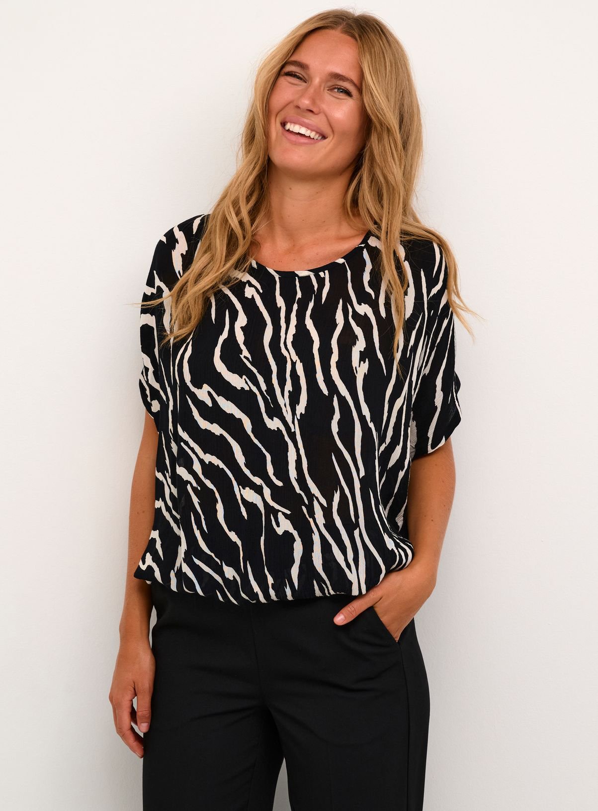 Haut Sans Manches J K L A California - Taille S, Noir/blanc, Rayé, En Mousseline