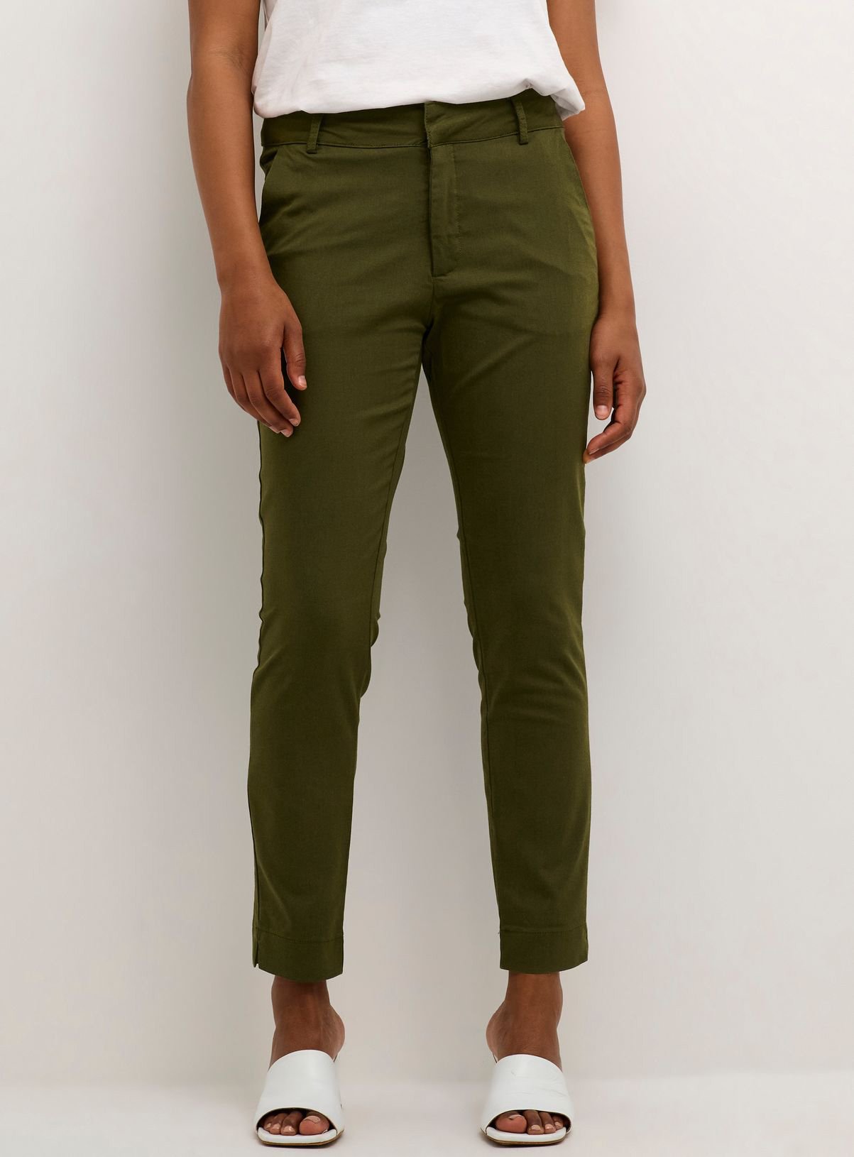 KAFFE Lea Chino 7/8 Trousers Green