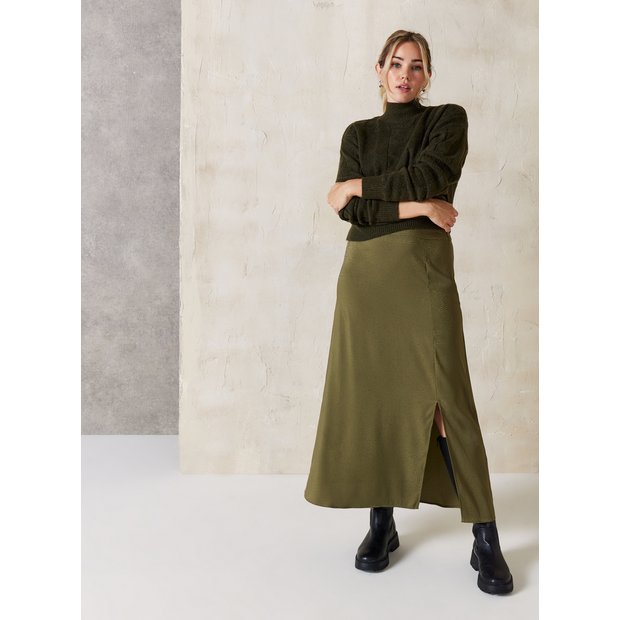 Khaki slip skirt best sale