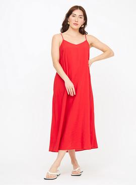 Red Strappy Midaxi Cami Dress 