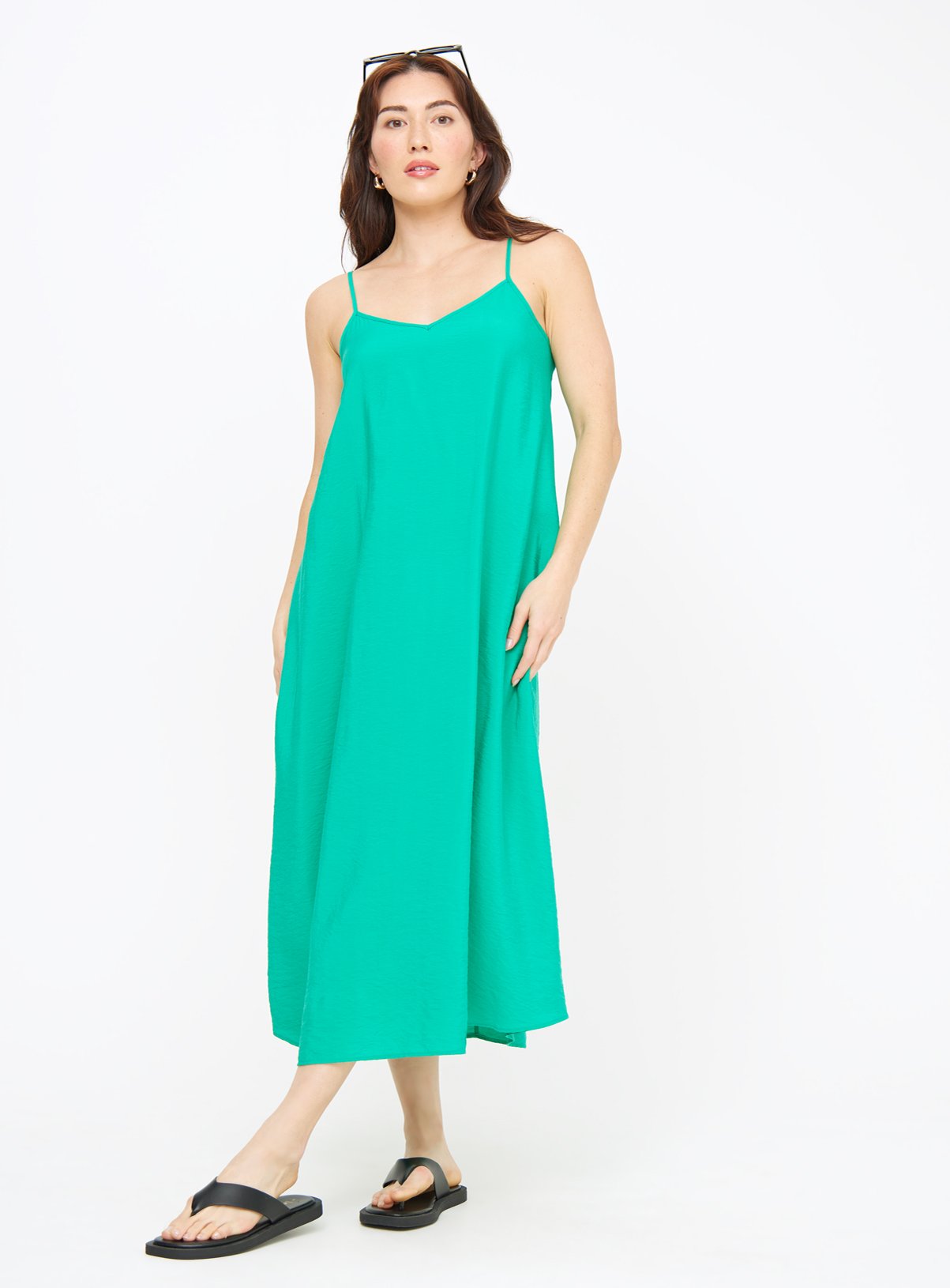 Green Strappy Midaxi Cami Dress 