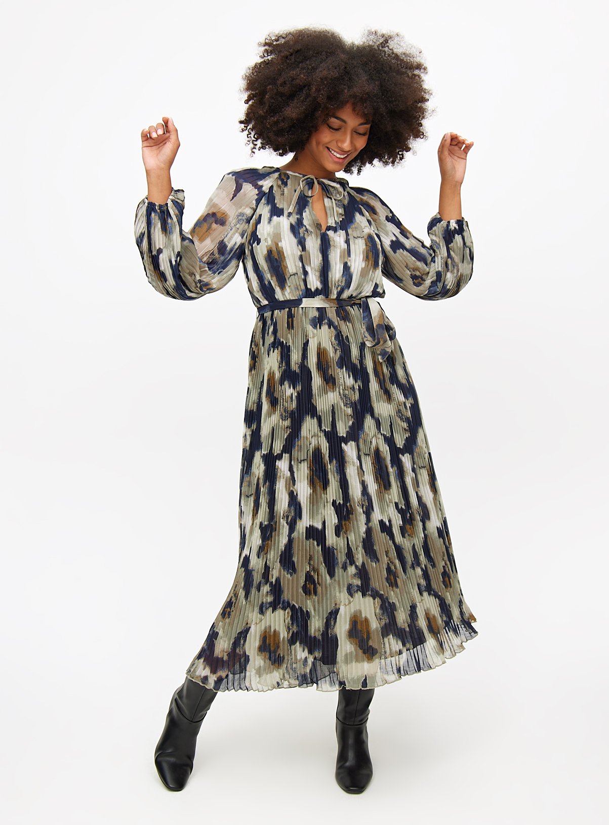 Blurred Floral Print Midaxi Dress 