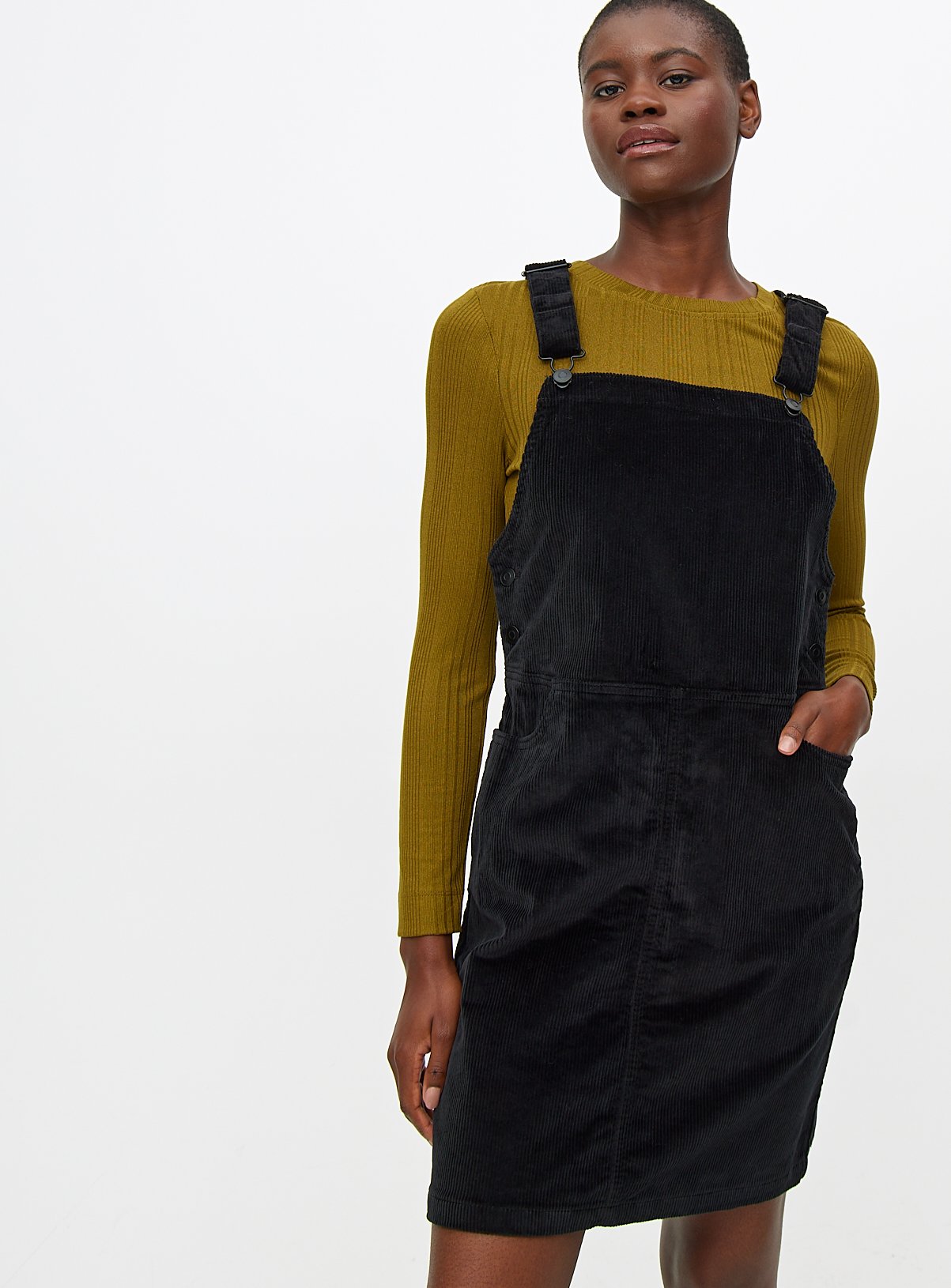 Black Corduroy Pinafore Dress 