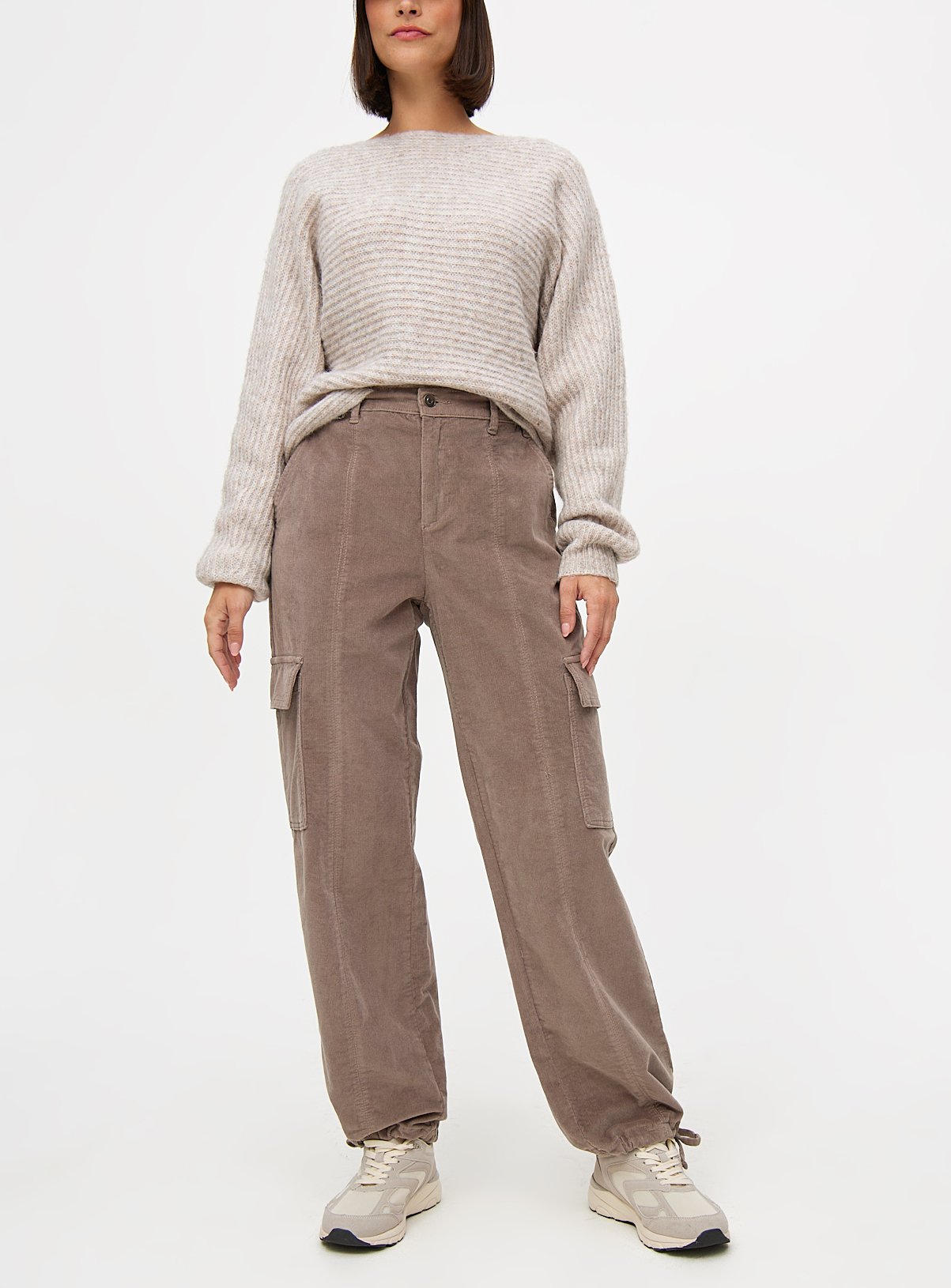 Corduroy Cuffed Cargo Trousers  