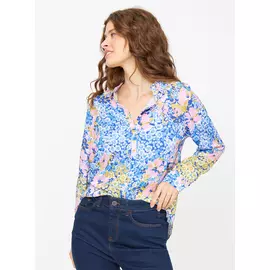 Blue Floral Printed Long Sleeve Shirt