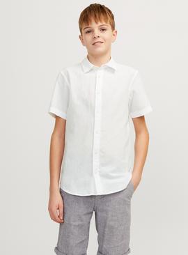JACK & JONES JUNIOR Linen Blend Short Sleeved Shirt Junior 