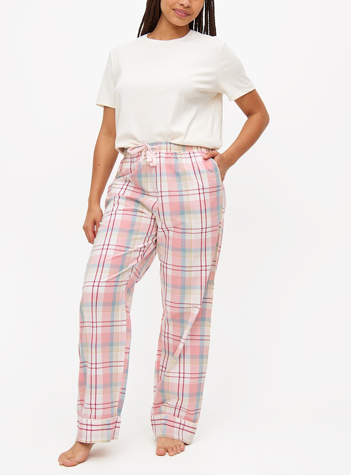 Pink Check Woven Pyjama Bottoms 