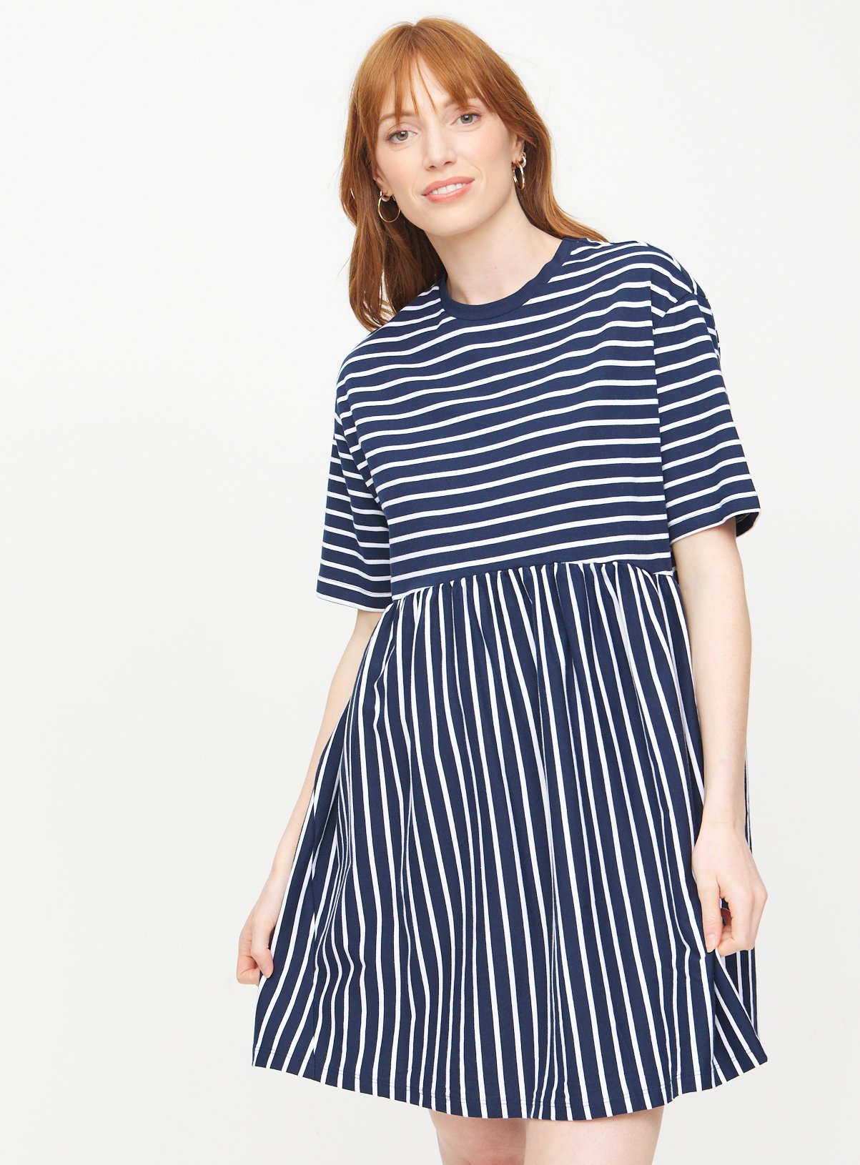 Navy Stripe Oversized T-Shirt Dress 