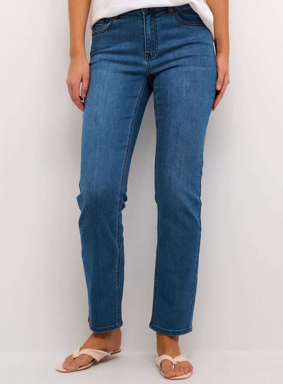KAFFE Sinem Ankle Length Straight Leg Jeans Dark Denim