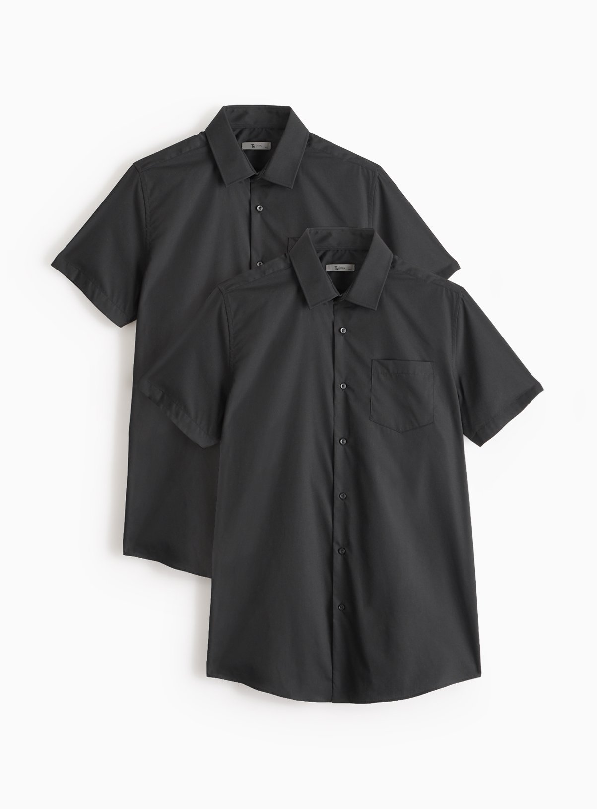 Black Regular Fit Short Sleeve Shirts 2 Pack 