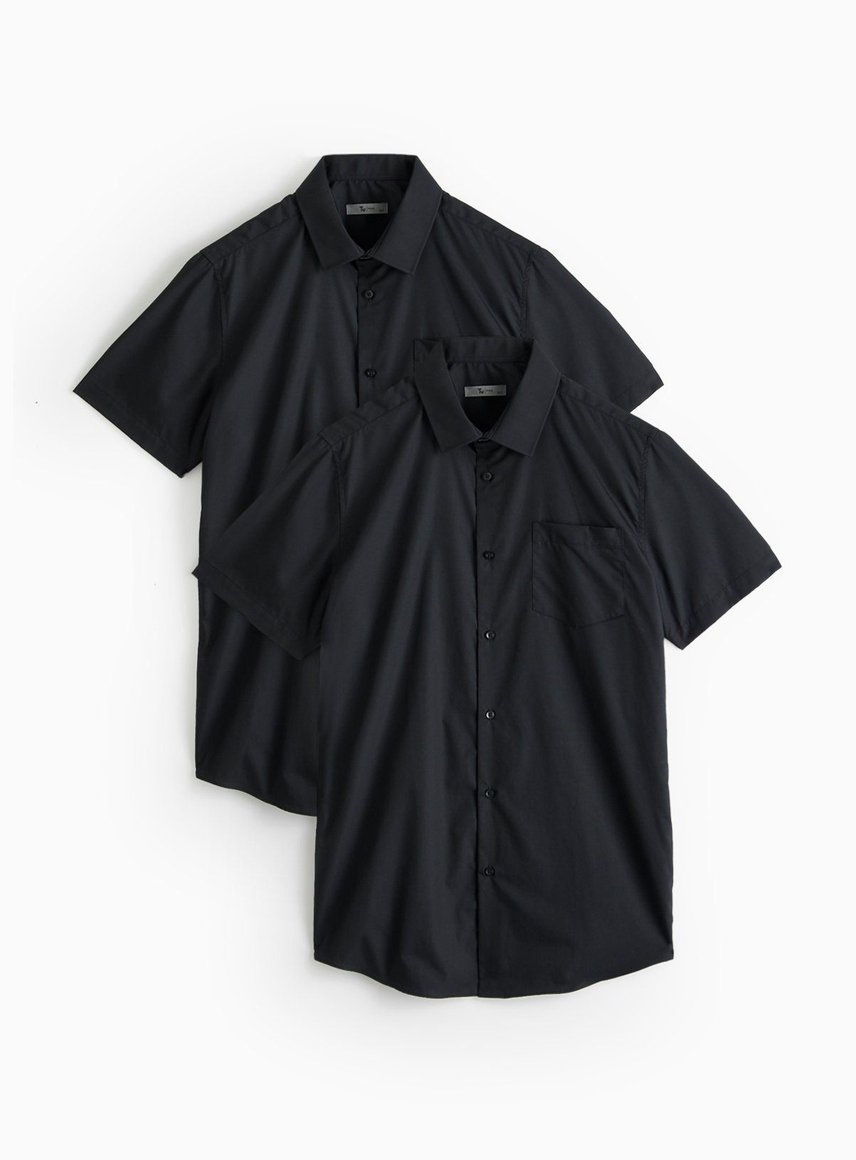 Black Slim Fit Short Sleeve Shirts 2 Pack 