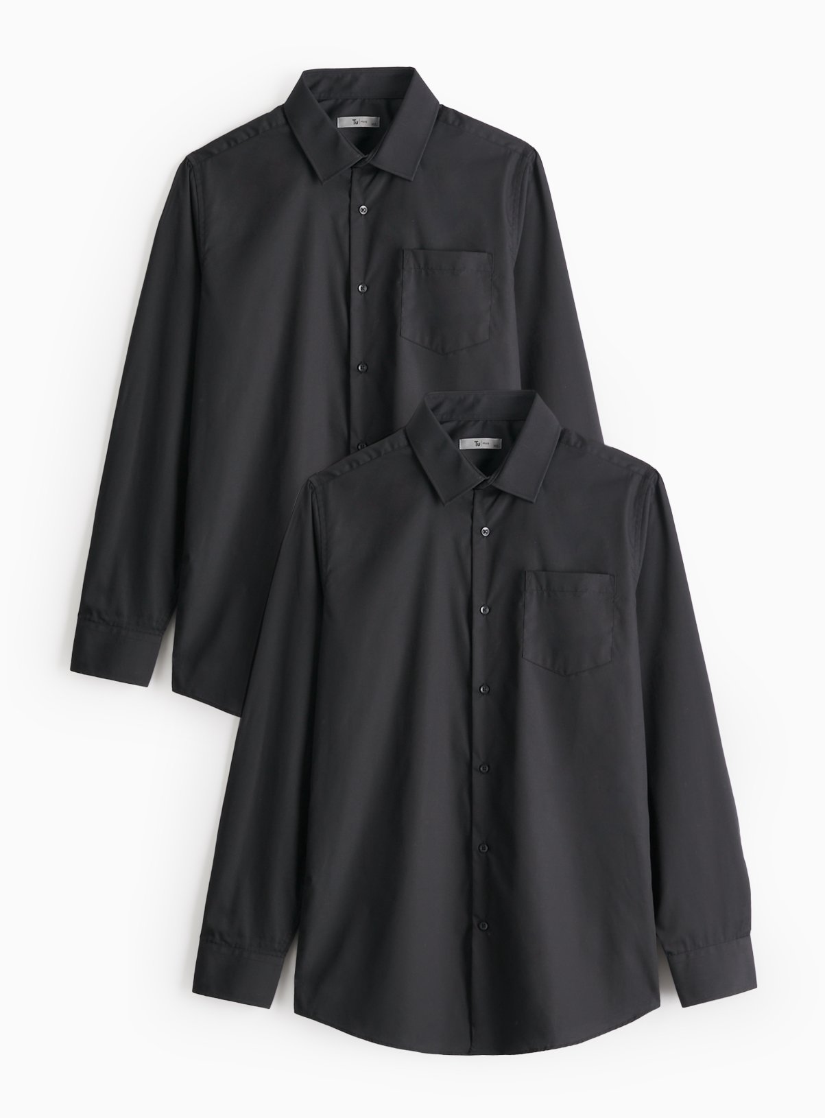 Black Slim Fit Long Sleeve Shirts 2 Pack 