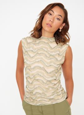 Neutral Wave Printed Sleeveless Top  