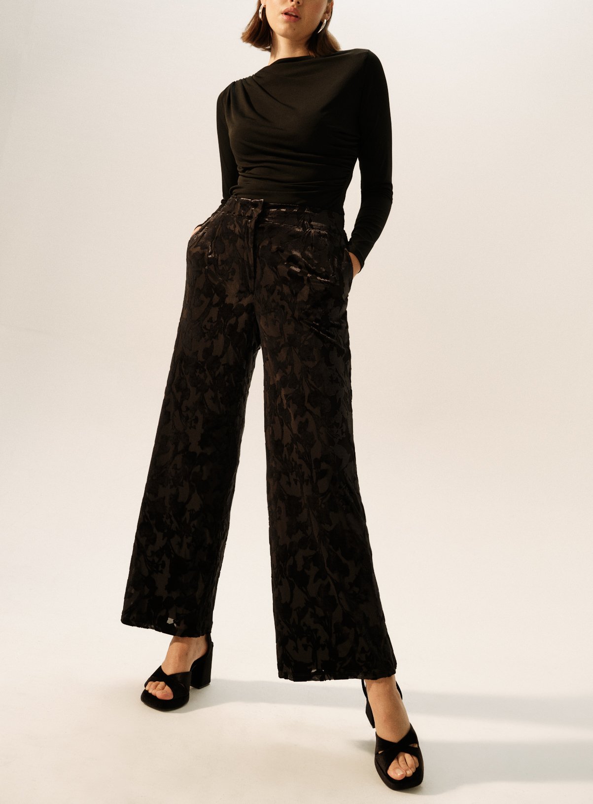 Devoré Floral Wide Leg Trousers  