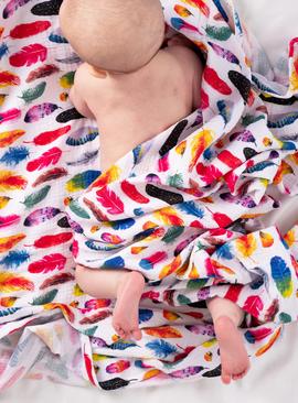 FRED & NOAH Rainbow Feather Extra Large Muslin One Size