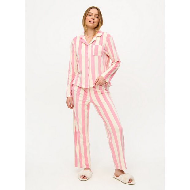 Buy Pink Stripe Slinky Traditional Pyjamas L Pyjamas Tu