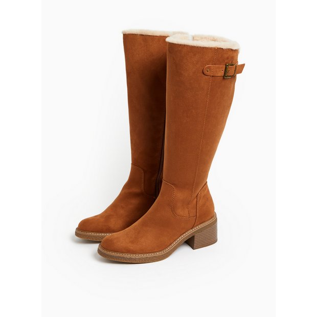 Buy Tan Brown Faux Suede Heeled Knee High Boots 3 Boots Tu