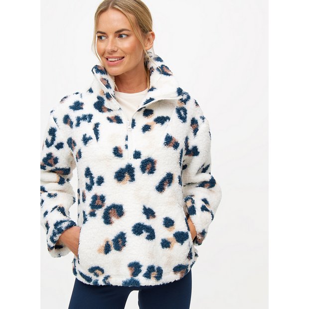 Leopard print half zip fleece sale