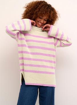 KAFFE Cilla Oversized Stripe Pullover Purple 