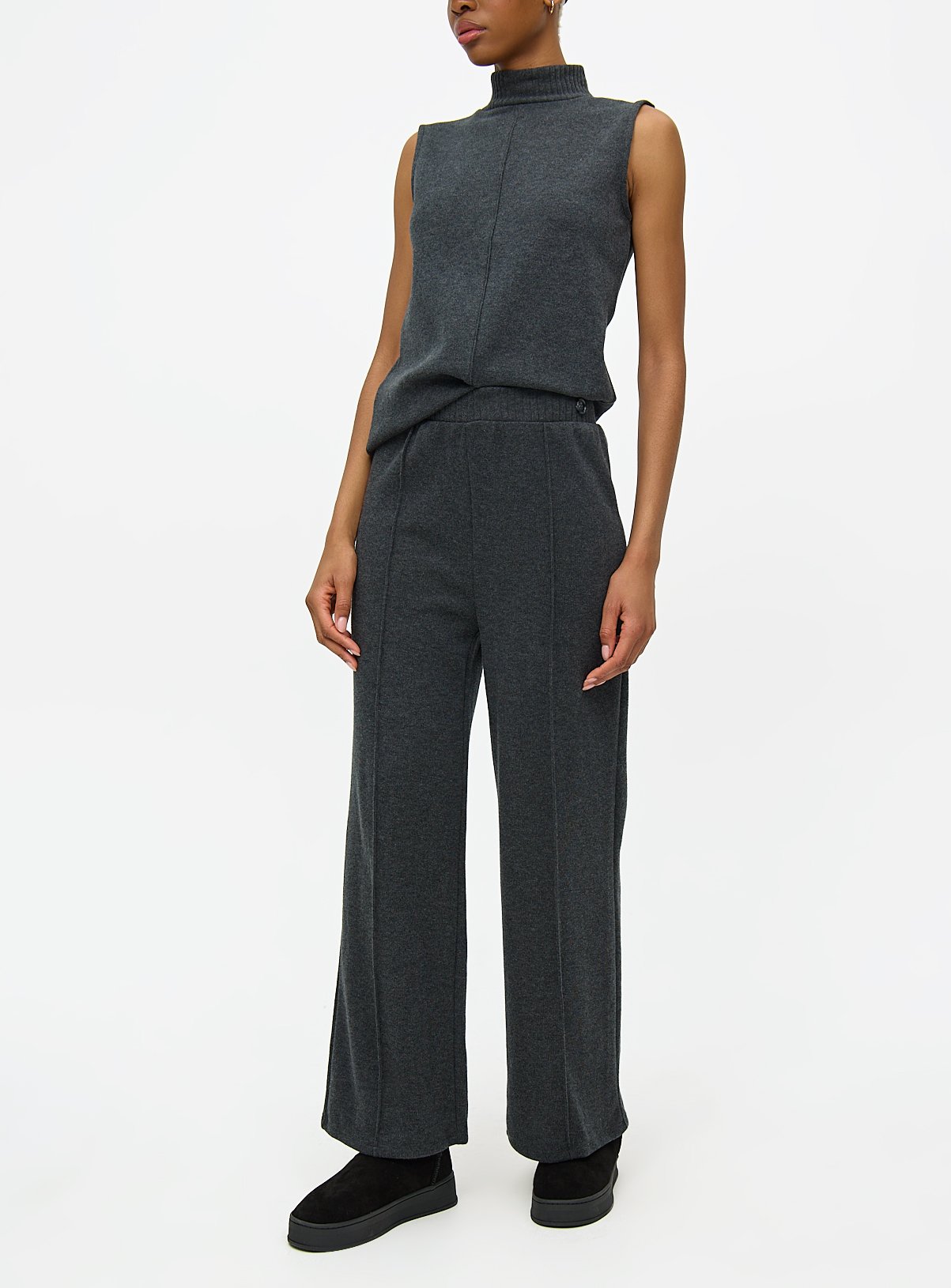 Charcoal Grey Coord Wide Leg Trousers S
