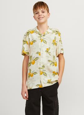 JACK & JONES JUNIOR Luke Tampa Printed Short Sleeve Shirt Junior Buttercream 