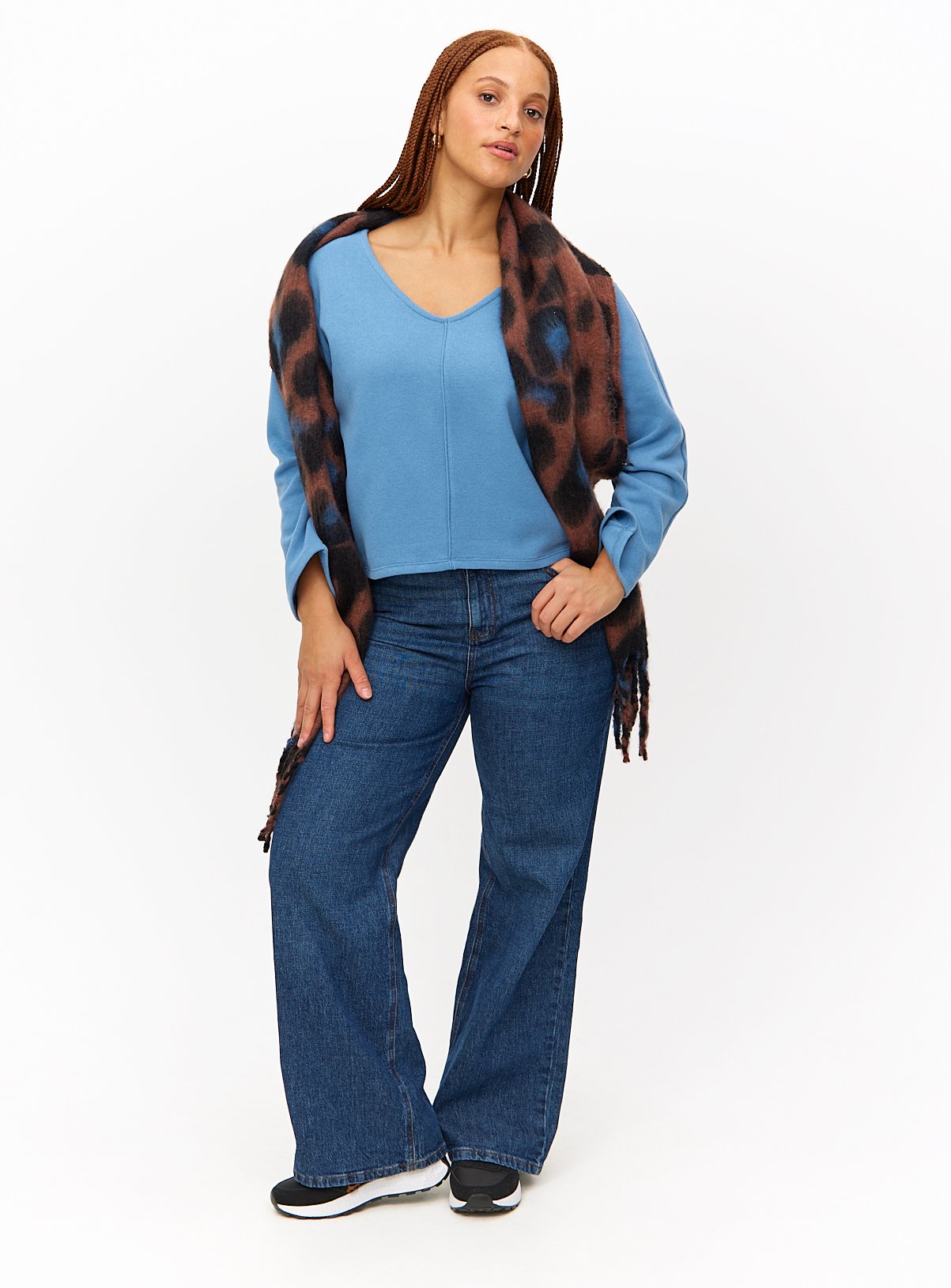 Seam Detail  V Neck Long Sleeve Top 