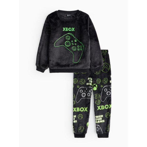 Buy XBOX Black Printed Slinky Fleece Pyjamas 5 6 years Pyjamas Tu