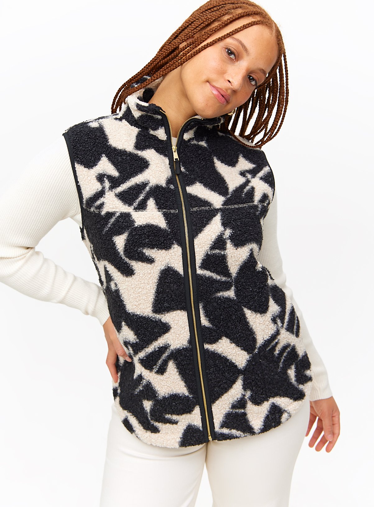 Monochrome Print Fleece Gilet 