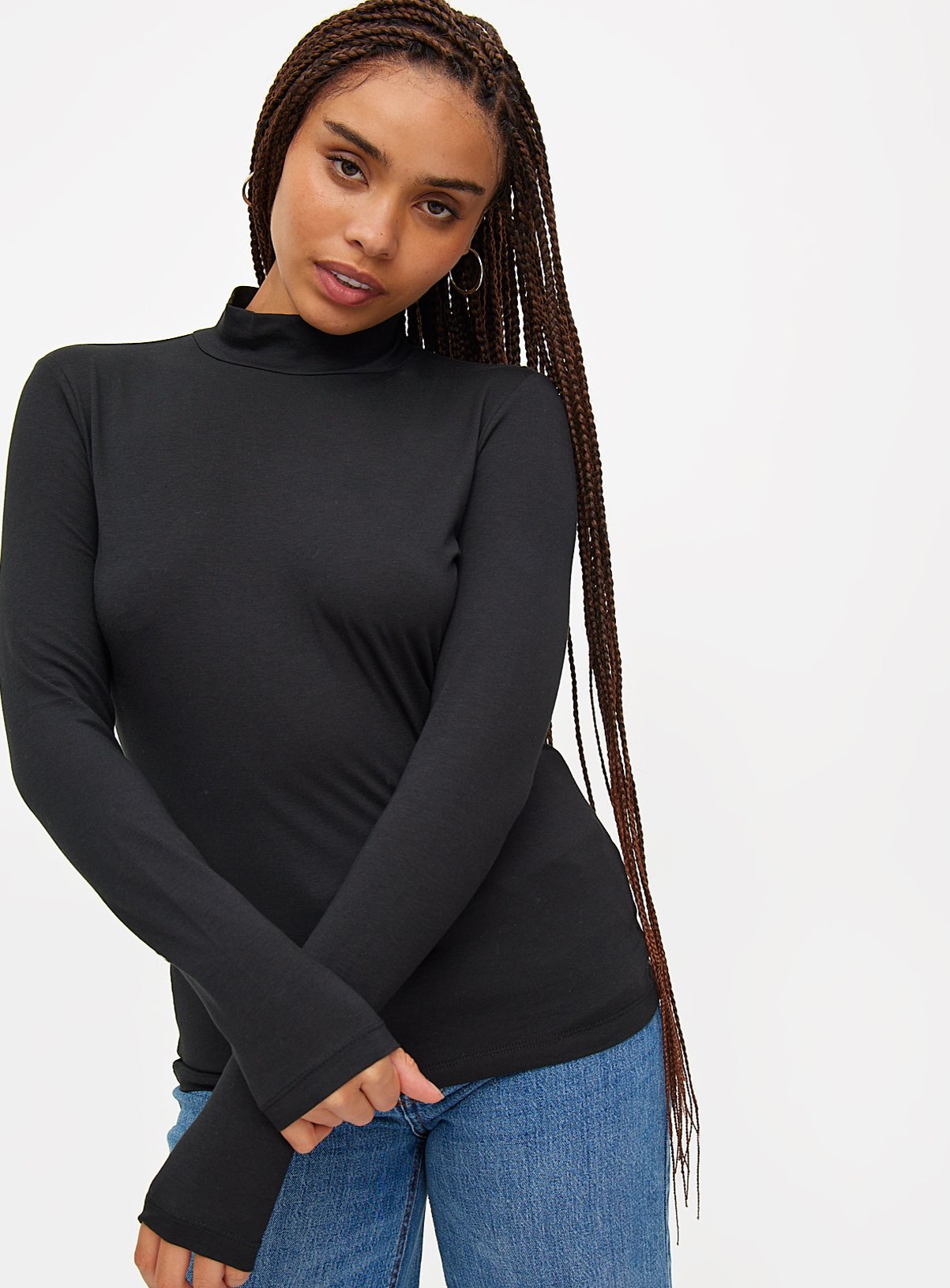 Black Modal High Neck Top 8